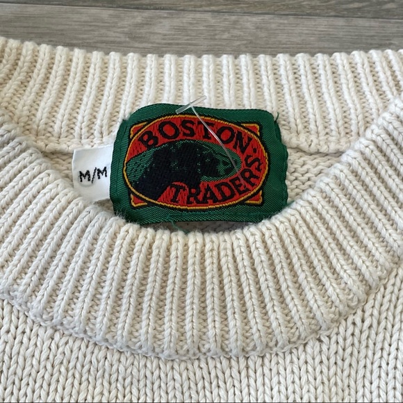 Boston Traders   Vintage Geometric Knit Sweater Cream Colour Shapes Size Medium - Picture 4 of 10